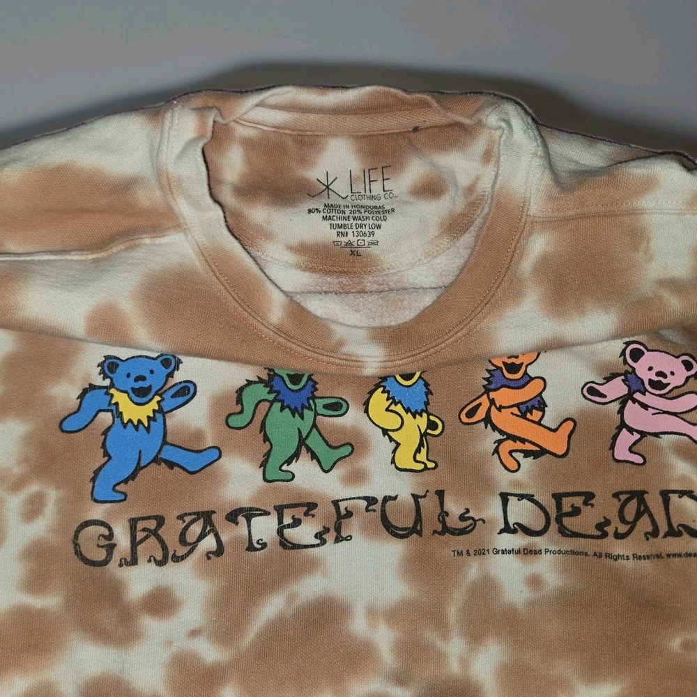 Grateful Dead Tie Dye Sweatshirt Sweater Women XL Orange Bears Hippie - Picture 4 of 6
